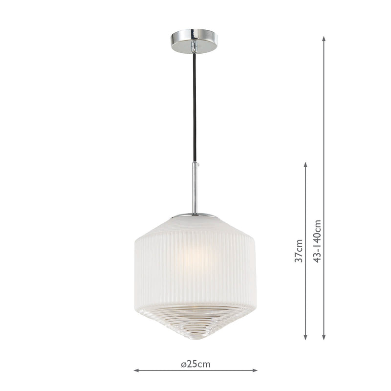 Load image into Gallery viewer, Dar Lighting NIS0108 Nisha 1 Light Pendant Polished Chrome And Frosted/Clear Glass - 35272
