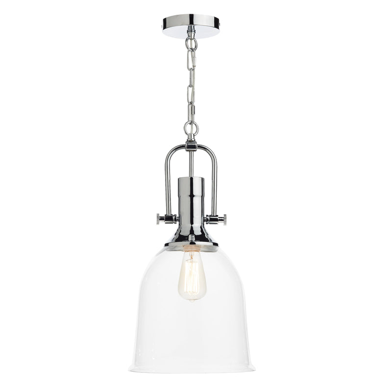 Load image into Gallery viewer, Dar Lighting NOL0108 Nolan 1 Light Pendant Polished Chrome/ Clear - 35273
