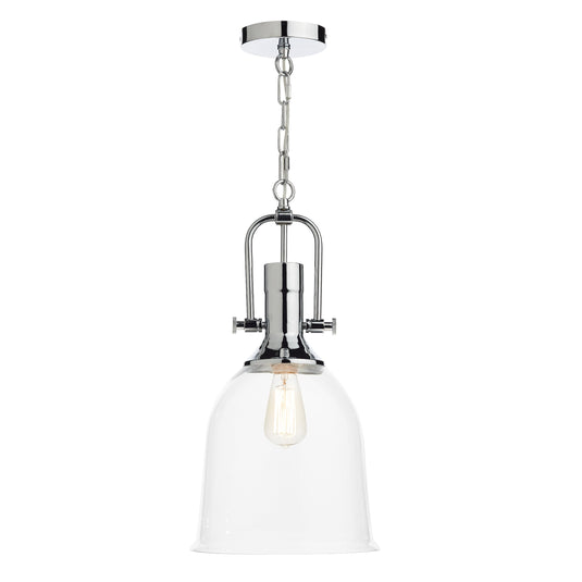 Dar Lighting NOL0108 Nolan 1 Light Pendant Polished Chrome/ Clear - 35273