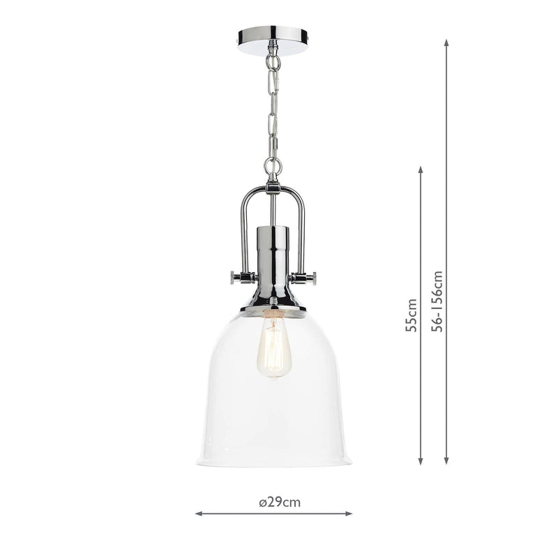 Load image into Gallery viewer, Dar Lighting NOL0108 Nolan 1 Light Pendant Polished Chrome/ Clear - 35273

