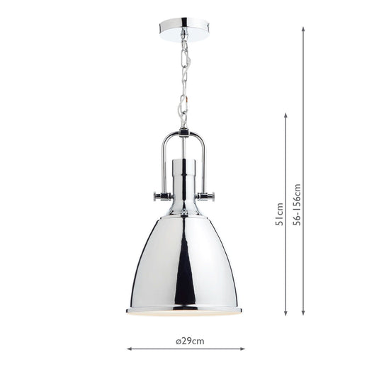 Dar Lighting NOL0150 Nolan 1 Light Pendant Polished Chrome - 19543