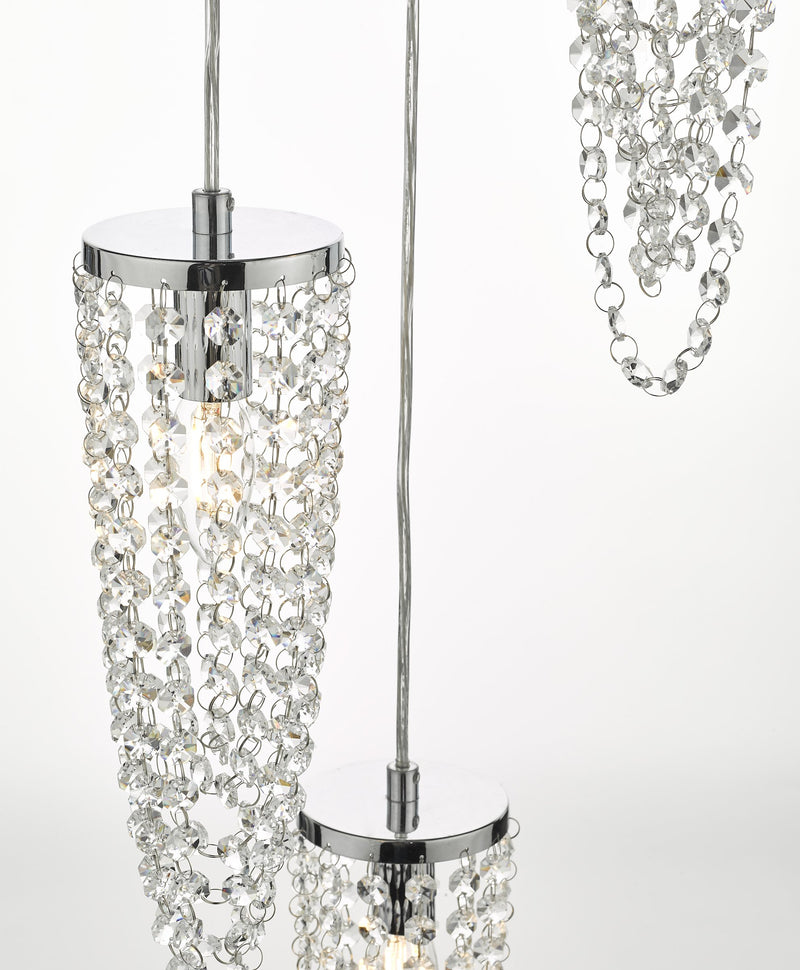 Load image into Gallery viewer, Dar Lighting NUA0350 Nuala 3 Light Cluster Pendant Polished Chrome &amp; Crystal - 25049
