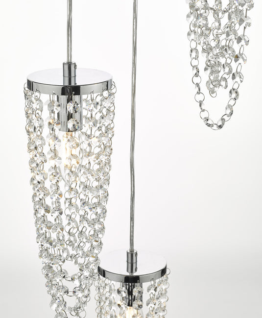 Dar Lighting NUA0350 Nuala 3 Light Cluster Pendant Polished Chrome & Crystal - 25049