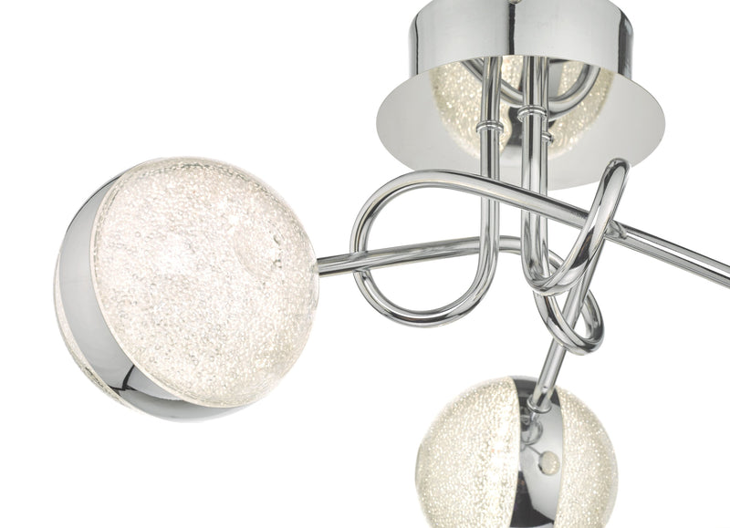Load image into Gallery viewer, Dar Lighting NYM5350 Nyma 3lt Semi Flush Polished Chrome &amp; Acrylic LED - 35279
