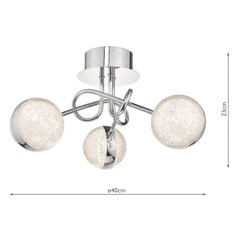 Load image into Gallery viewer, Dar Lighting NYM5350 Nyma 3lt Semi Flush Polished Chrome &amp; Acrylic LED - 35279

