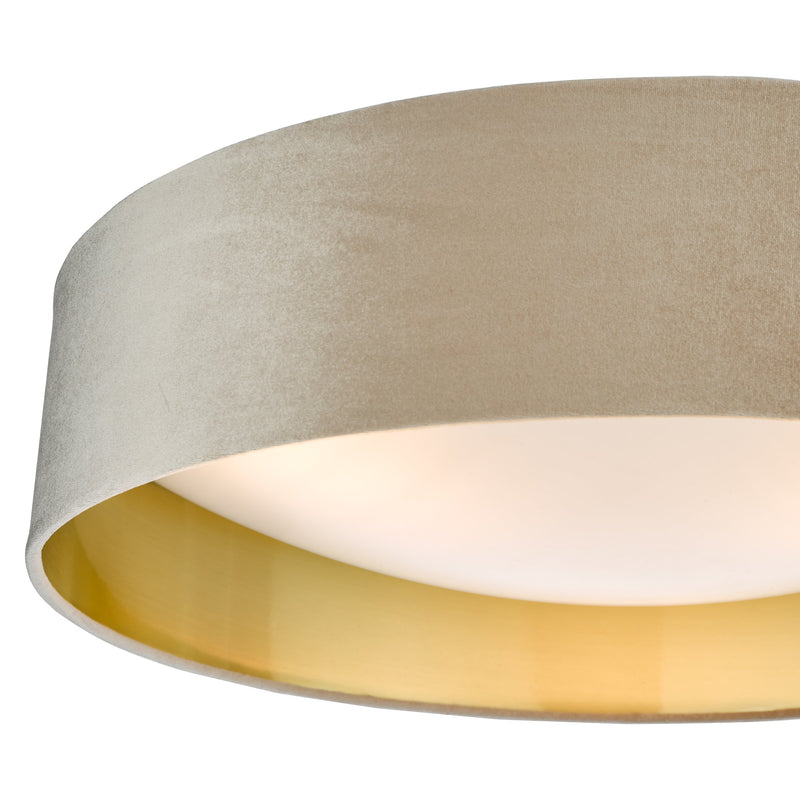Load image into Gallery viewer, Dar Lighting NYS4801 Nysa 3 Light Flush Velvet Taupe Shade 60Cm - 36991
