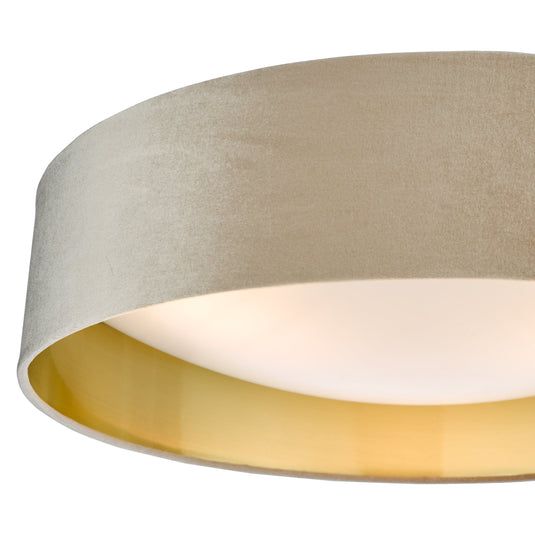 Dar Lighting NYS4801 Nysa 3 Light Flush Velvet Taupe Shade 60Cm - 36991