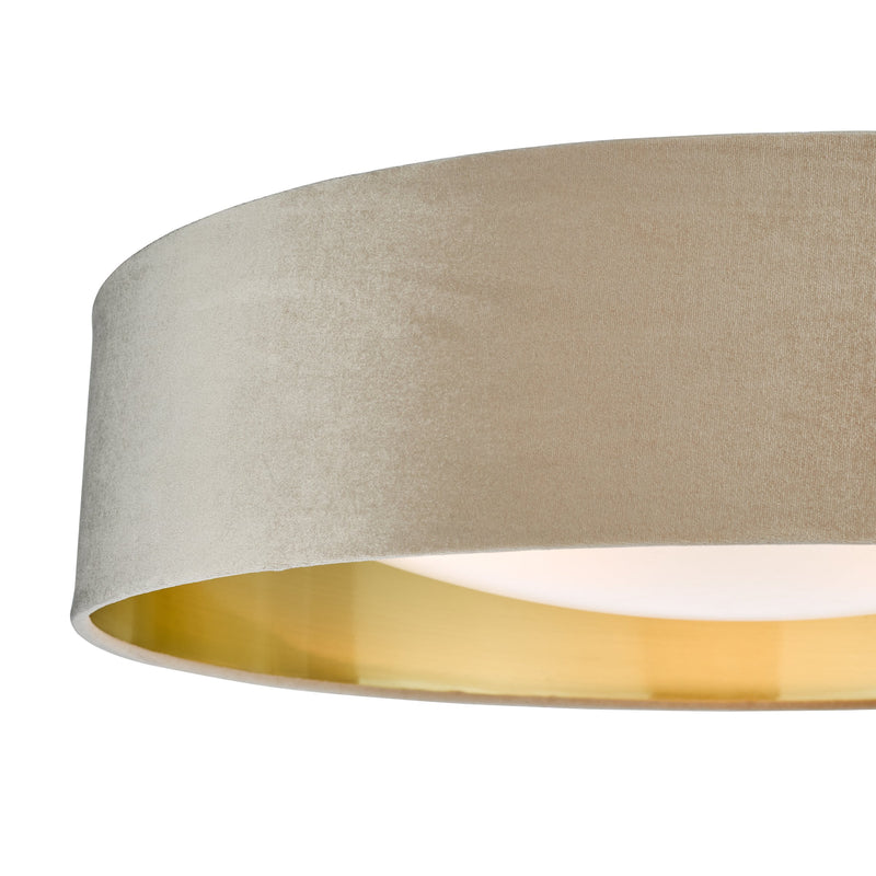 Load image into Gallery viewer, Dar Lighting NYS4801 Nysa 3 Light Flush Velvet Taupe Shade 60Cm - 36991
