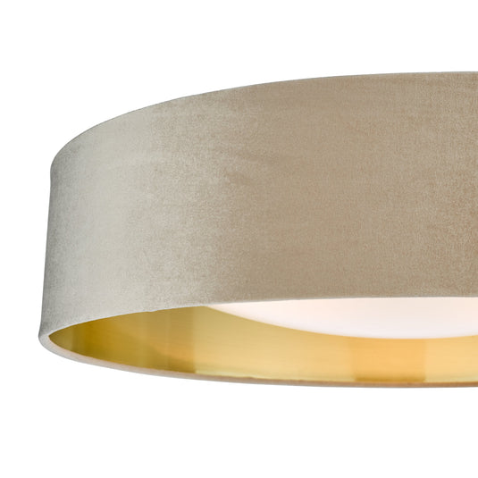 Dar Lighting NYS4801 Nysa 3 Light Flush Velvet Taupe Shade 60Cm - 36991
