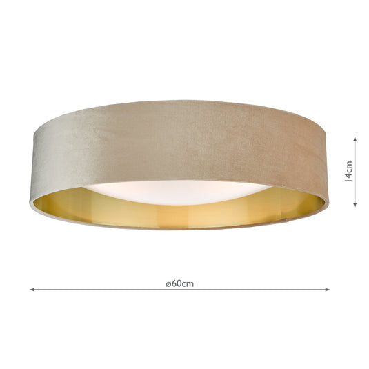 Dar Lighting NYS4801 Nysa 3 Light Flush Velvet Taupe Shade 60Cm - 36991