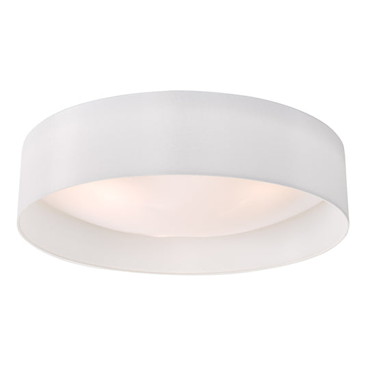 Dar Lighting NYS482 Nysa 3 Light Flush White Faux Silk 60cm - 29955