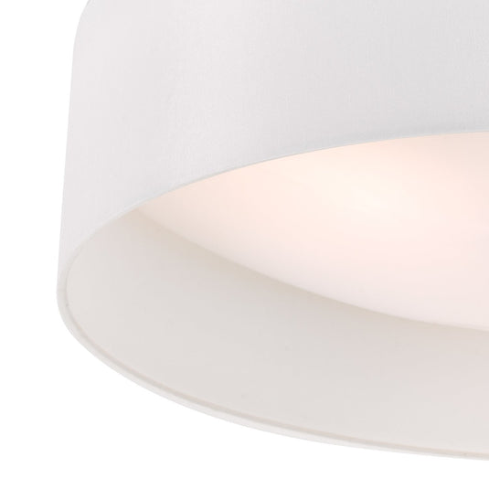 Dar Lighting NYS482 Nysa 3 Light Flush White Faux Silk 60cm - 29955