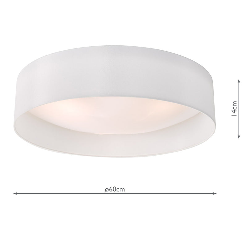 Load image into Gallery viewer, Dar Lighting NYS482 Nysa 3 Light Flush White Faux Silk 60cm - 29955
