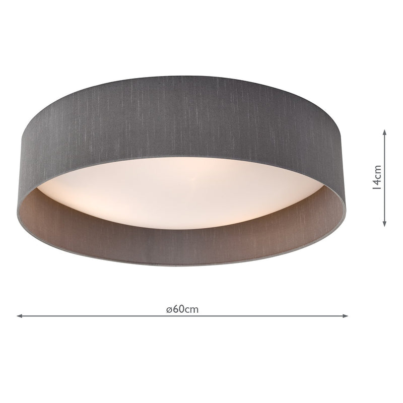 Load image into Gallery viewer, Dar Lighting NYS4839 Nysa 3 Light Flush Grey Faux Silk 60cm - 35280
