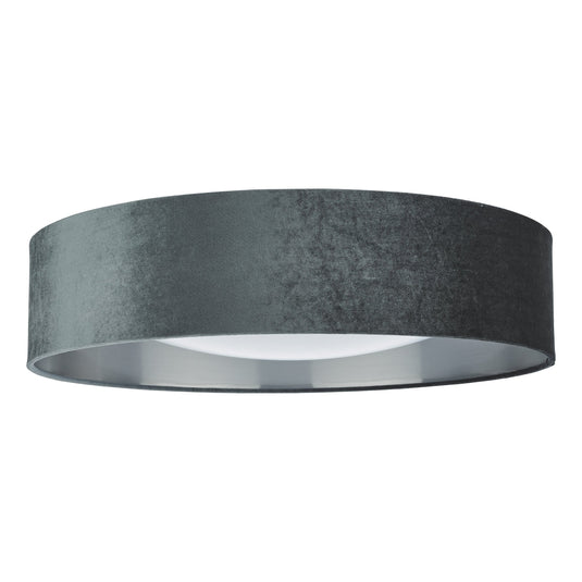 Dar Lighting NYS4861 Nysa 3 Light Flush Velvet Dark Grey Shade 60Cm - 36993