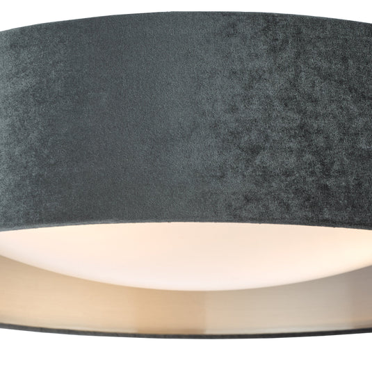Dar Lighting NYS4861 Nysa 3 Light Flush Velvet Dark Grey Shade 60Cm - 36993