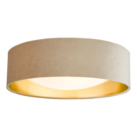 Dar Lighting NYS5001 Nysa 2 Light Flush Velvet Taupe Shade 40Cm - 36994