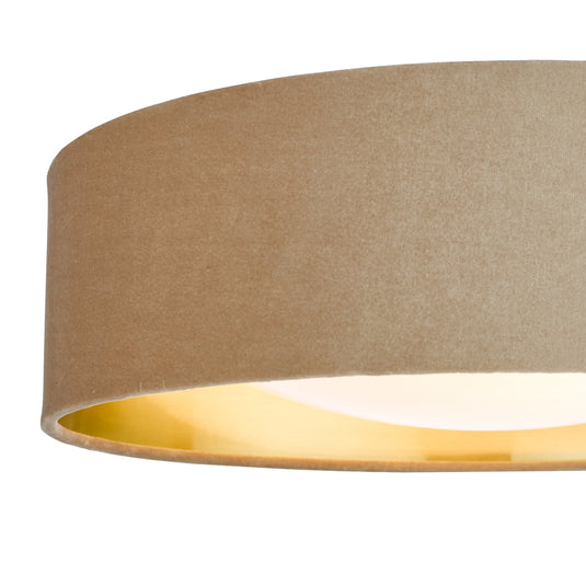 Dar Lighting NYS5001 Nysa 2 Light Flush Velvet Taupe Shade 40Cm - 36994
