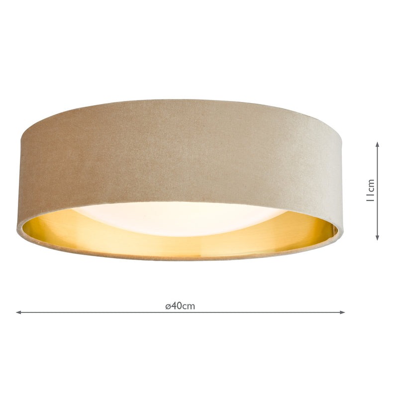 Load image into Gallery viewer, Dar Lighting NYS5001 Nysa 2 Light Flush Velvet Taupe Shade 40Cm - 36994
