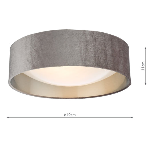 Dar Lighting NYS5037 Nysa 2 Light Flush Velvet Mink Shade 40Cm - 36995