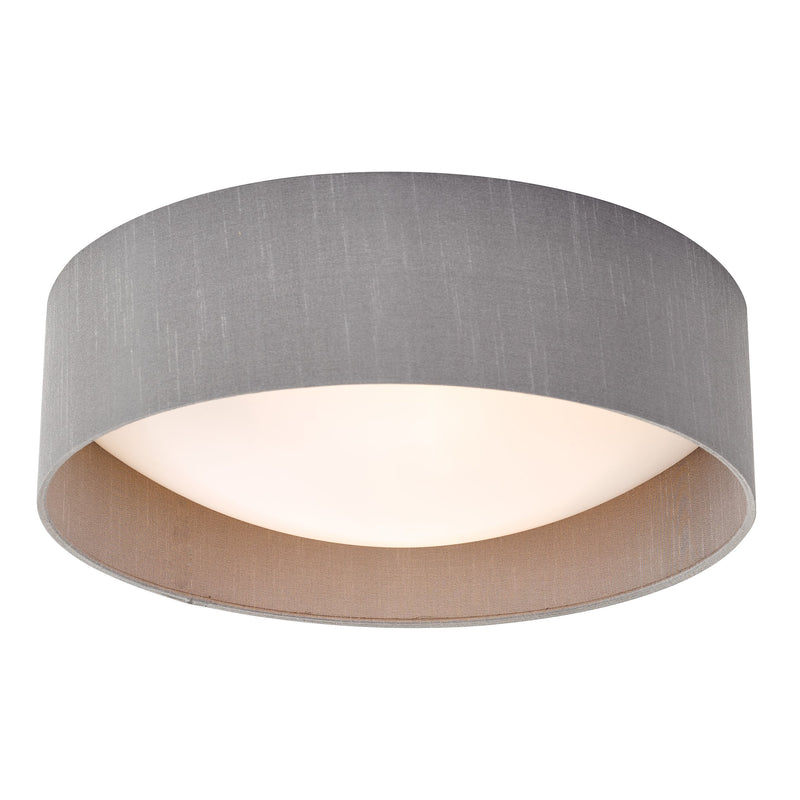 Load image into Gallery viewer, Dar Lighting NYS5039 Nysa 2 Light Flush Grey Faux Silk 40cm - 35281
