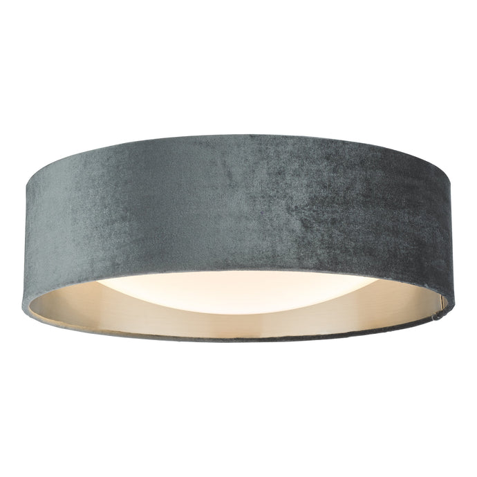 Dar Lighting NYS5061 Nysa 2 Light Flush Velvet Dark Grey Shade 40Cm - 36996