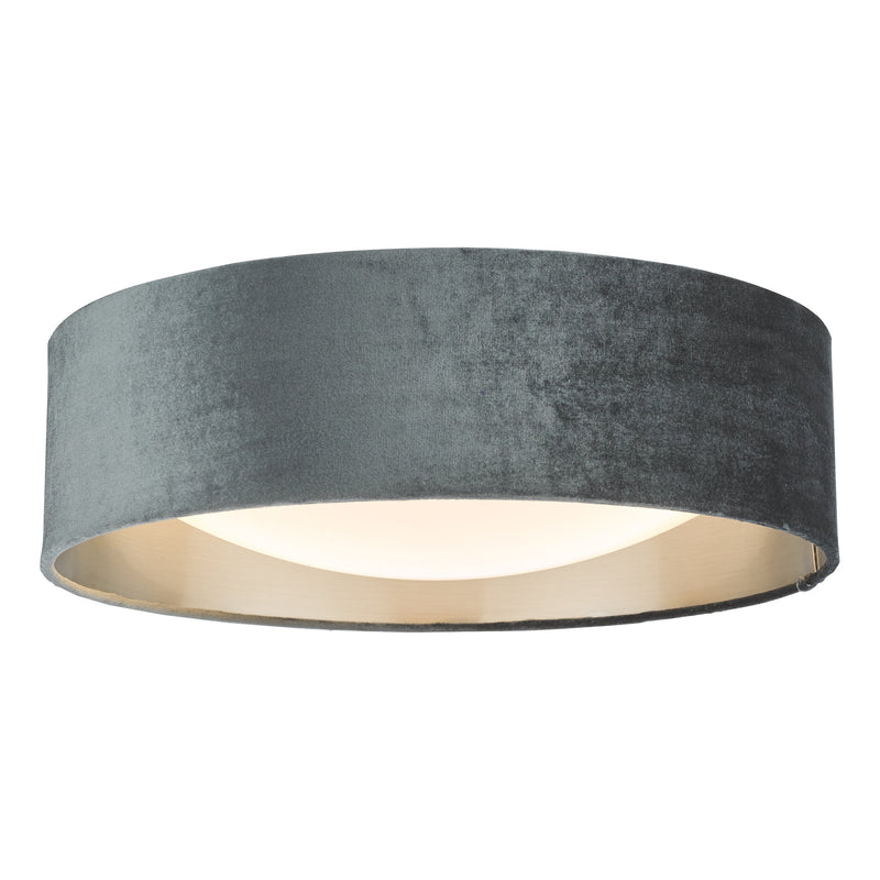 Load image into Gallery viewer, Dar Lighting NYS5061 Nysa 2 Light Flush Velvet Dark Grey Shade 40Cm - 36996
