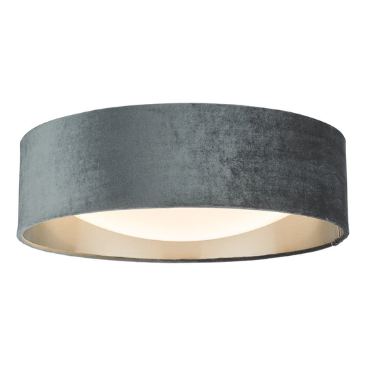 Dar Lighting NYS5061 Nysa 2 Light Flush Velvet Dark Grey Shade 40Cm - 36996