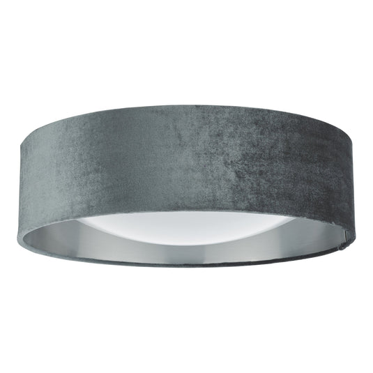 Dar Lighting NYS5061 Nysa 2 Light Flush Velvet Dark Grey Shade 40Cm - 36996
