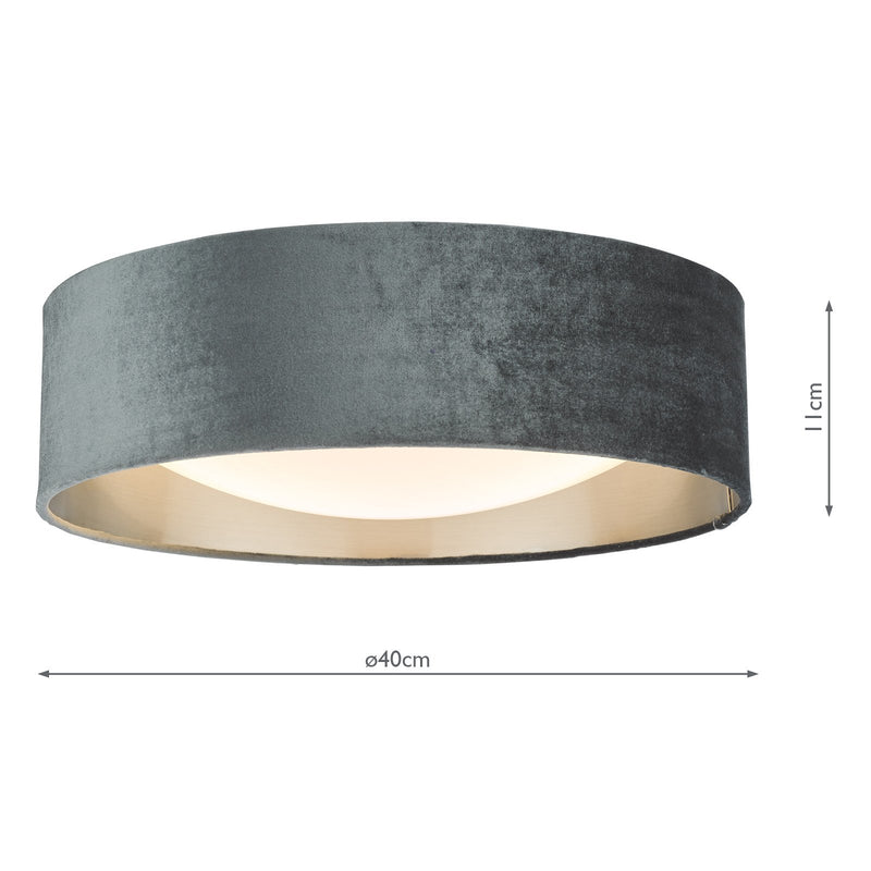 Load image into Gallery viewer, Dar Lighting NYS5061 Nysa 2 Light Flush Velvet Dark Grey Shade 40Cm - 36996
