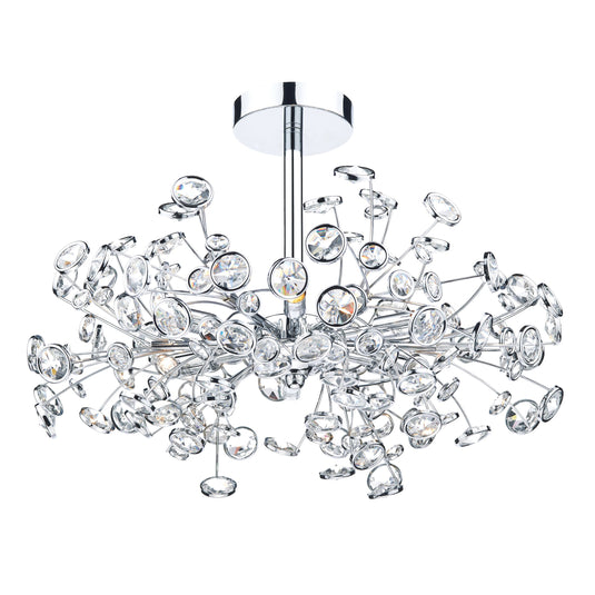 Dar Lighting OBE0650 Oberoi 6 Light Semi Flush Polished Chrome - 35282