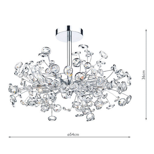 Dar Lighting OBE0650 Oberoi 6 Light Semi Flush Polished Chrome - 35282