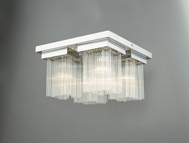 Load image into Gallery viewer, Dar Lighting ODE5250 Odette 4lt Flush Polished Chrome &amp; Glass Rods - 23199
