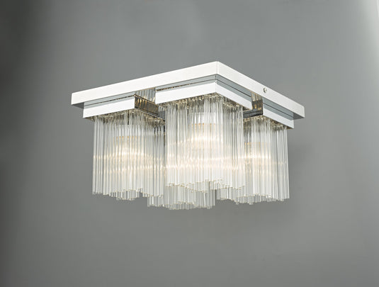 Dar Lighting ODE5250 Odette 4lt Flush Polished Chrome & Glass Rods - 23199