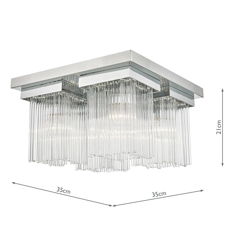 Load image into Gallery viewer, Dar Lighting ODE5250 Odette 4lt Flush Polished Chrome &amp; Glass Rods - 23199
