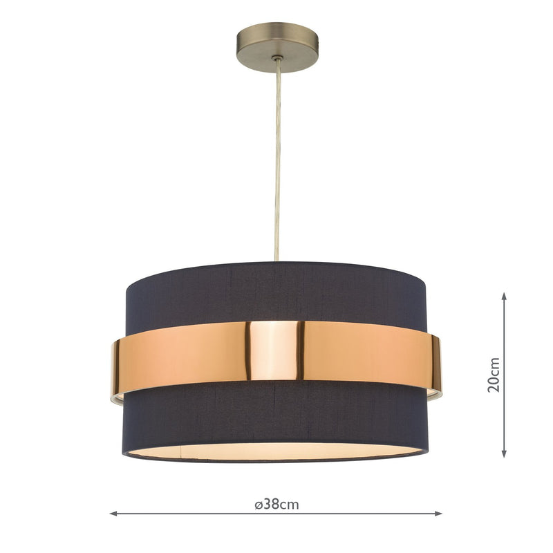 Load image into Gallery viewer, Dar Lighting OKI6523 Oki Easy Fit Navy Blue Shade with Copper Band - 27050
