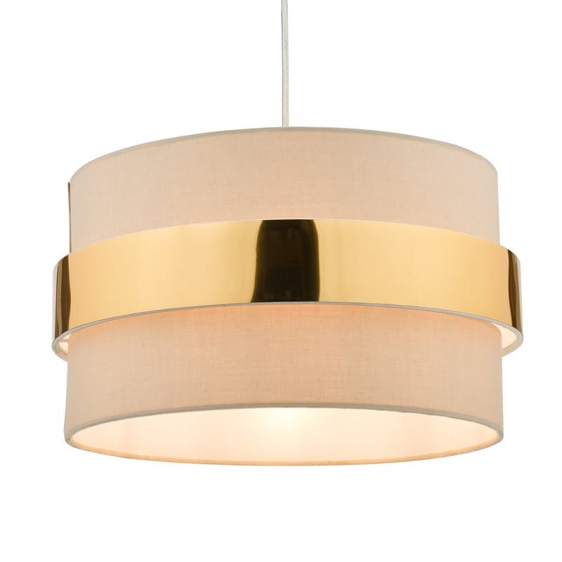 Load image into Gallery viewer, Dar Lighting OKI6529 Oki Easy Fit Shade Taupe With Gold Band - 37169
