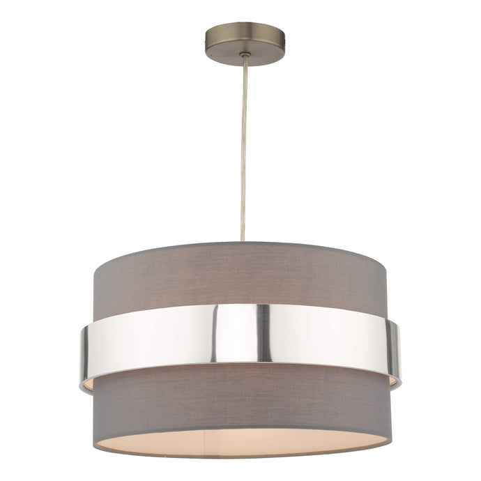 Dar Lighting OKI6539 Oki Easy Fit Grey Shade with Chrome Band - 37170