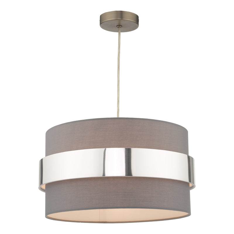 Load image into Gallery viewer, Dar Lighting OKI6539 Oki Easy Fit Grey Shade with Chrome Band - 37170
