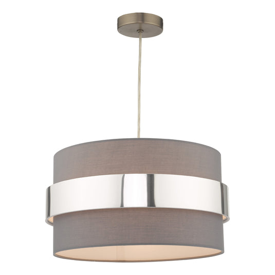 Dar Lighting OKI6539 Oki Easy Fit Grey Shade with Chrome Band - 37170