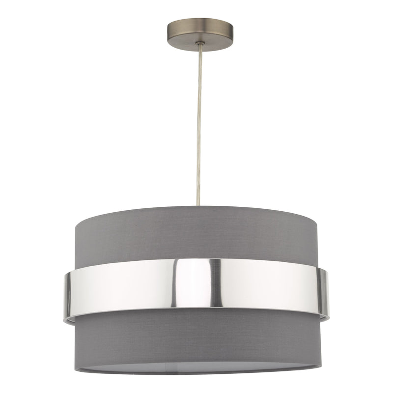Load image into Gallery viewer, Dar Lighting OKI6539 Oki Easy Fit Grey Shade with Chrome Band - 37170
