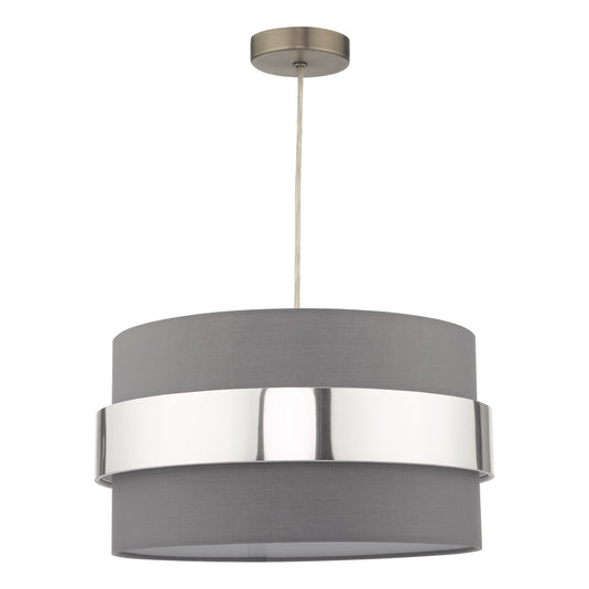 Dar Lighting OKI6539 Oki Easy Fit Grey Shade with Chrome Band - 37170