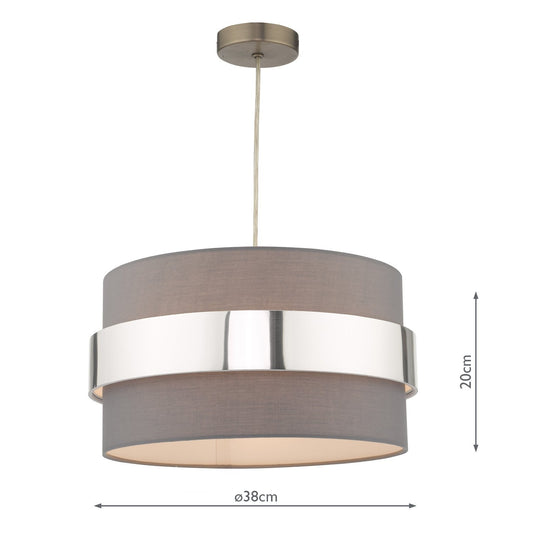 Dar Lighting OKI6539 Oki Easy Fit Grey Shade with Chrome Band - 37170