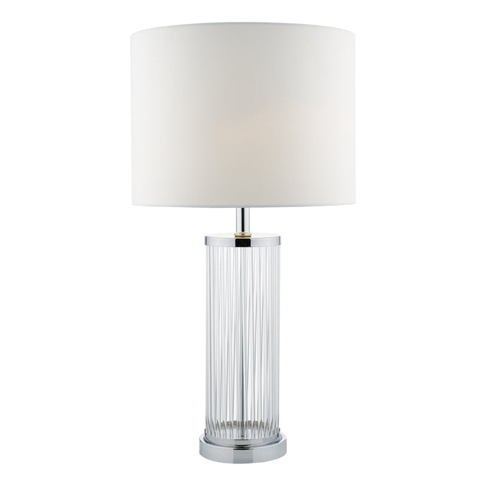 Dar Lighting OLA4350-X Olalla Table Lamp Polished Chrome and Clear Glass with Ivory Shade - 35284