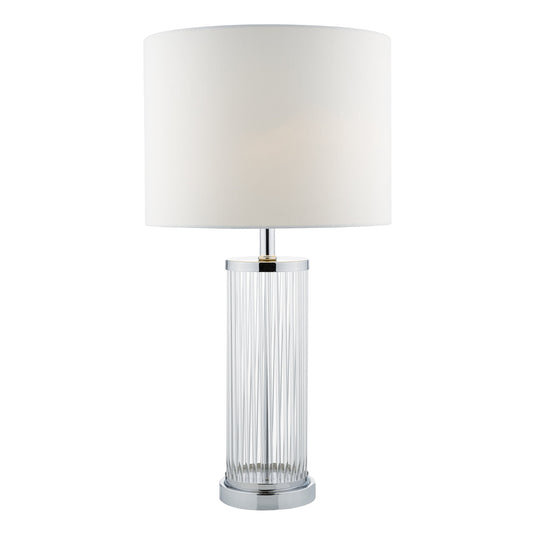 Dar Lighting OLA4350-X Olalla Table Lamp Polished Chrome and Clear Glass with Ivory Shade - 35284