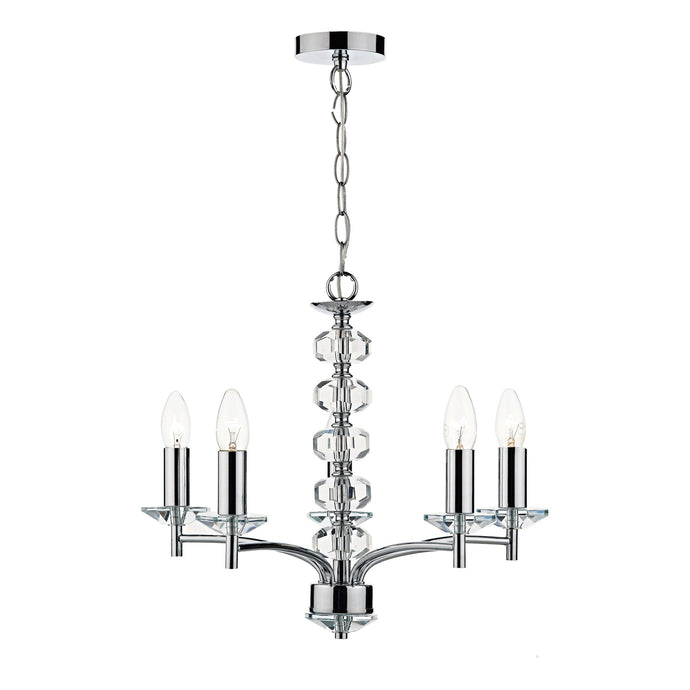 Dar Lighting OLE0550 Oleana 5 Light Pendant Polished Chrome Crystal - 20041