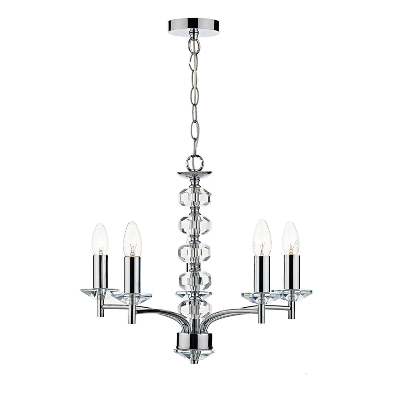 Load image into Gallery viewer, Dar Lighting OLE0550 Oleana 5 Light Pendant Polished Chrome Crystal - 20041
