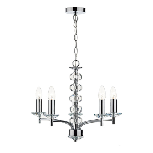 Dar Lighting OLE0550 Oleana 5 Light Pendant Polished Chrome Crystal - 20041