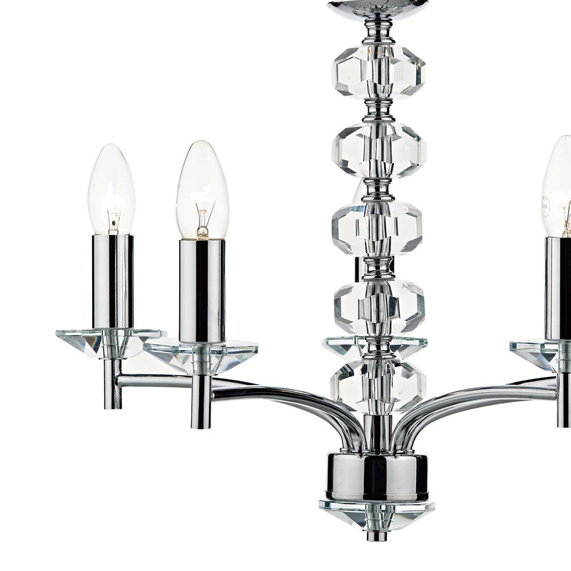 Load image into Gallery viewer, Dar Lighting OLE0550 Oleana 5 Light Pendant Polished Chrome Crystal - 20041
