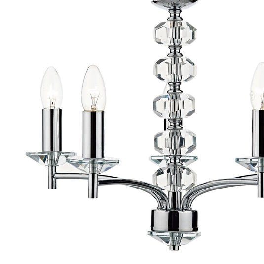 Dar Lighting OLE0550 Oleana 5 Light Pendant Polished Chrome Crystal - 20041